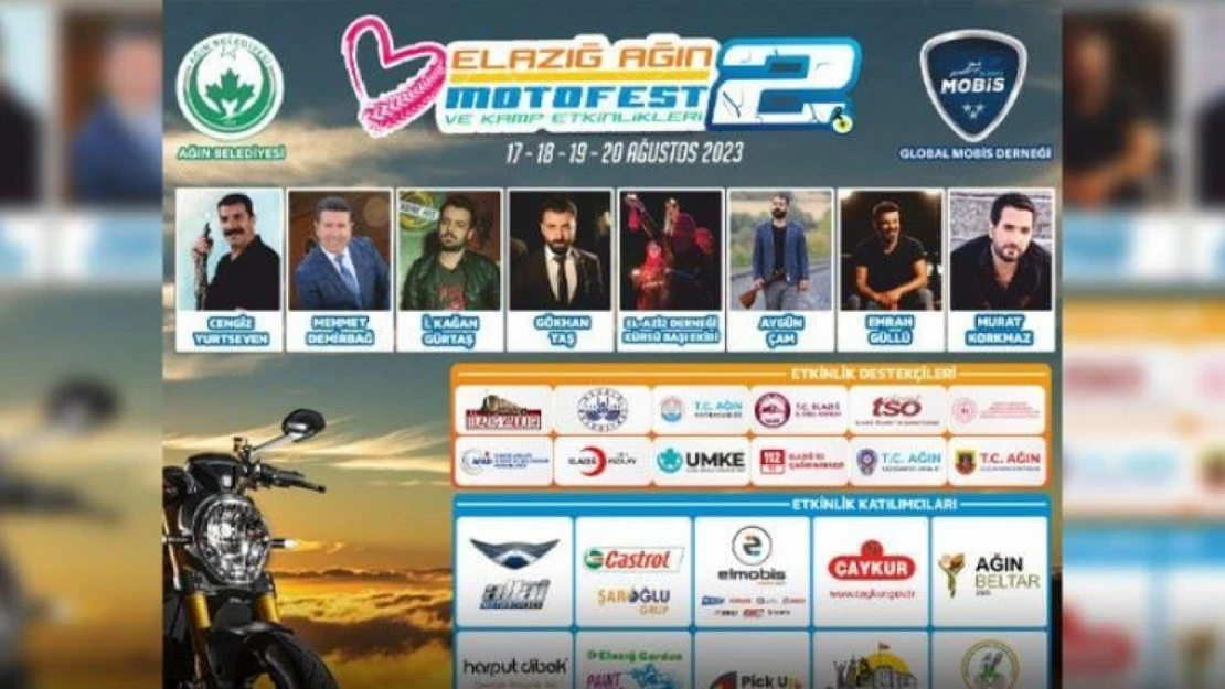 2'ncisi düzenlenecek olan Ağın motofest 17 ağustos'ta başlıyor