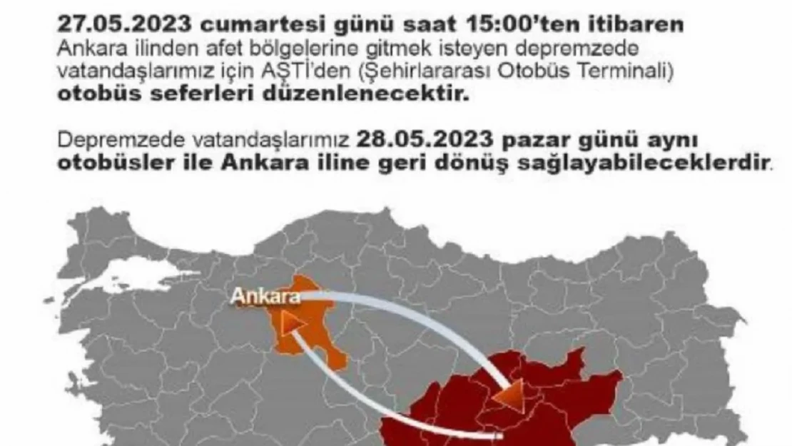 Depremzedelerin dikkatine! Ücretsiz otobüs seferi