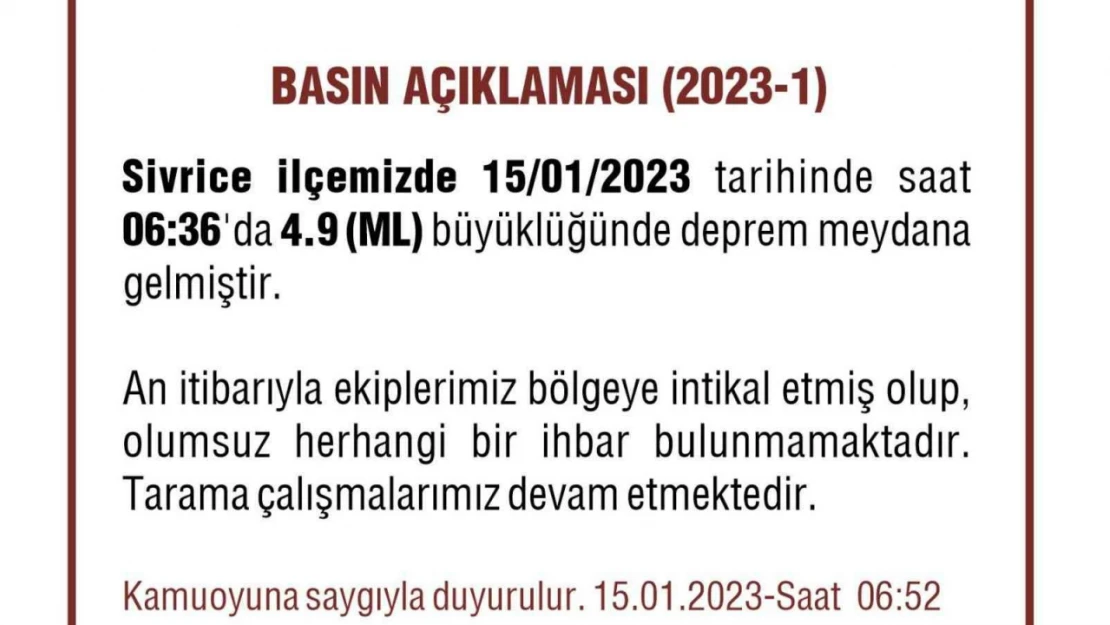 Elazığ'da 23 artçı deprem yaşandı