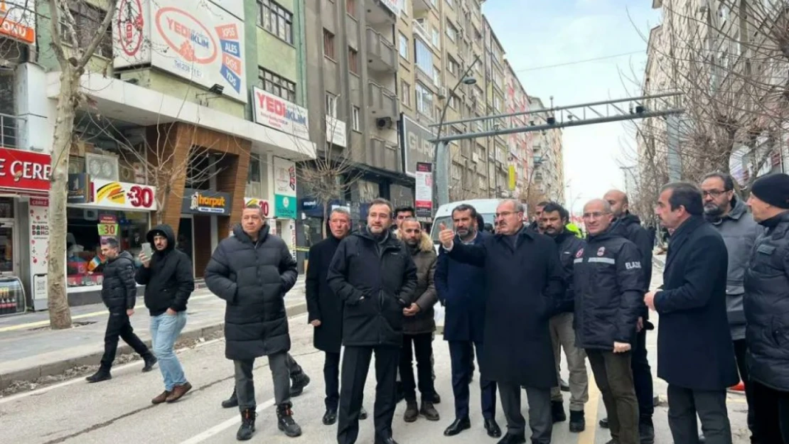 Elazığ İl Protokolü ağır hasar tespiti yapılan binalarda incelemelerde bulundu