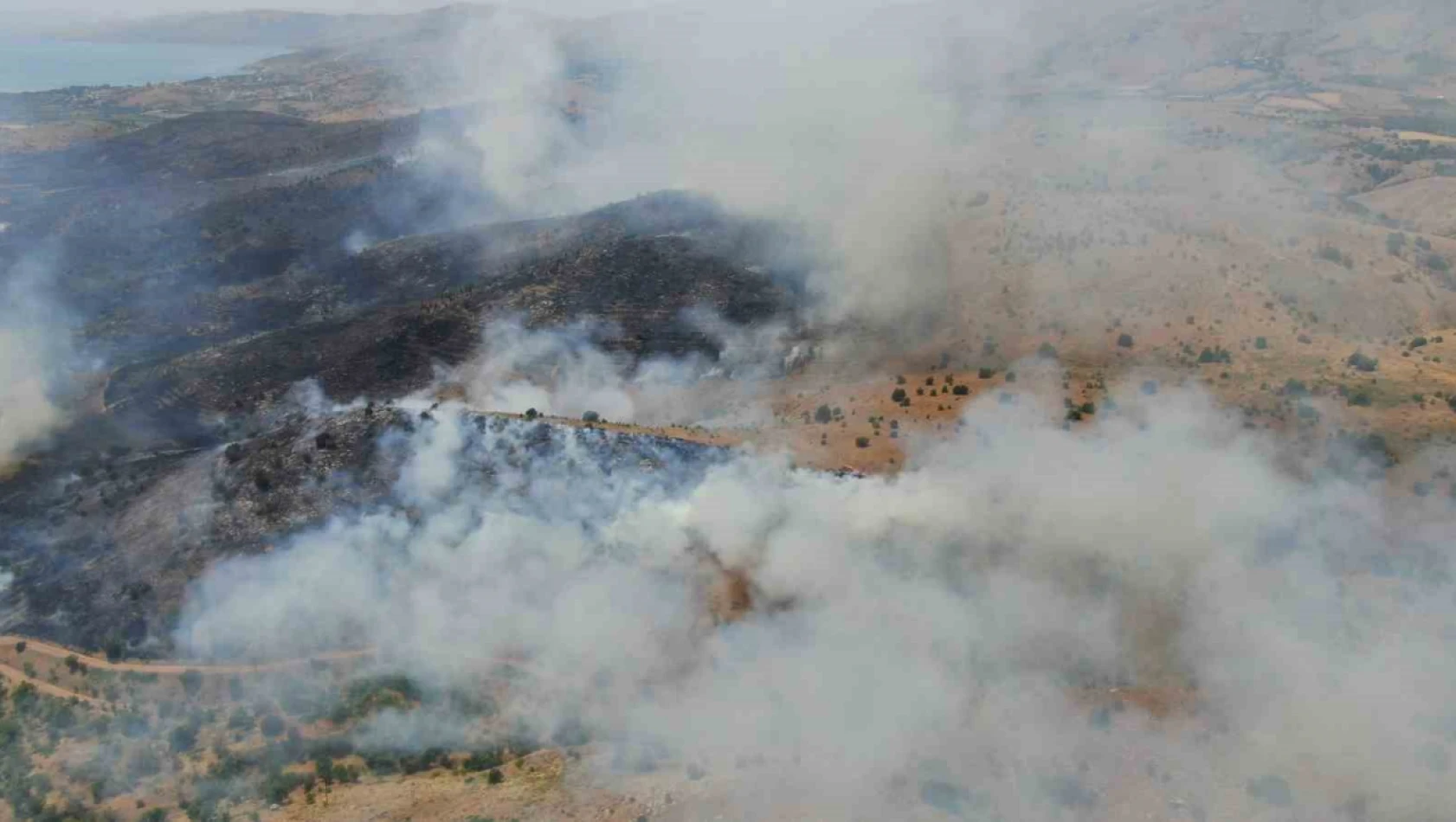 Elazığ'da orman yangınına havadan müdahale sürüyor