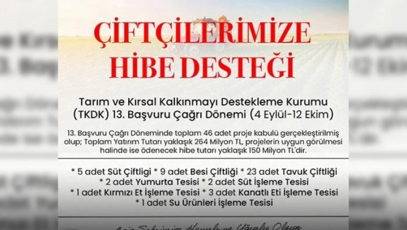 Elazığ'da TKDK bünyesindeki 46 projeye 150 milyon tl hibe desteği