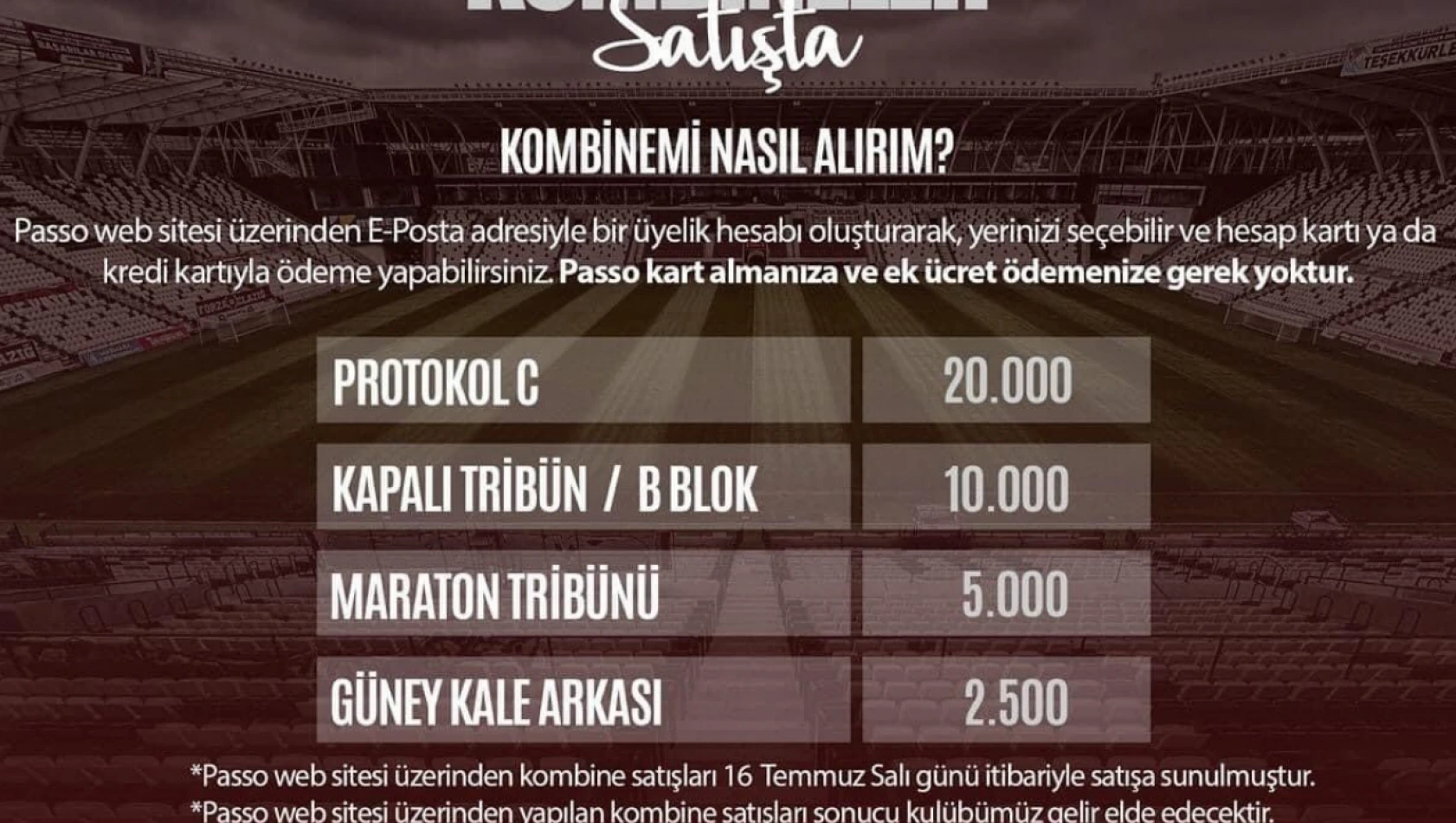 Elazığspor'da kombine biletler satışa çıktı
