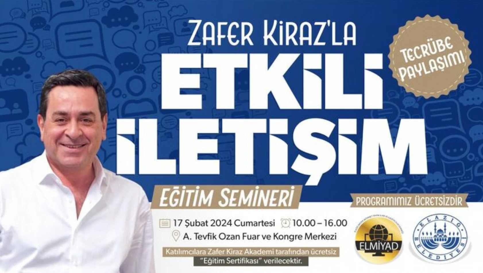 Ünlü sunucu Zafer Kiraz, Elazığ'da seminer verecek